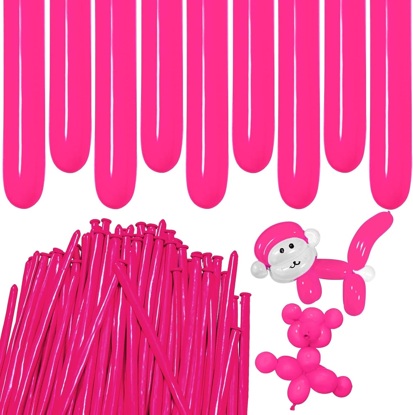 Hot Pink Long Balloons Premium 260 Twisting Balloons Animals Magic for Birthday Kids Wedding Party Supply 100pcs