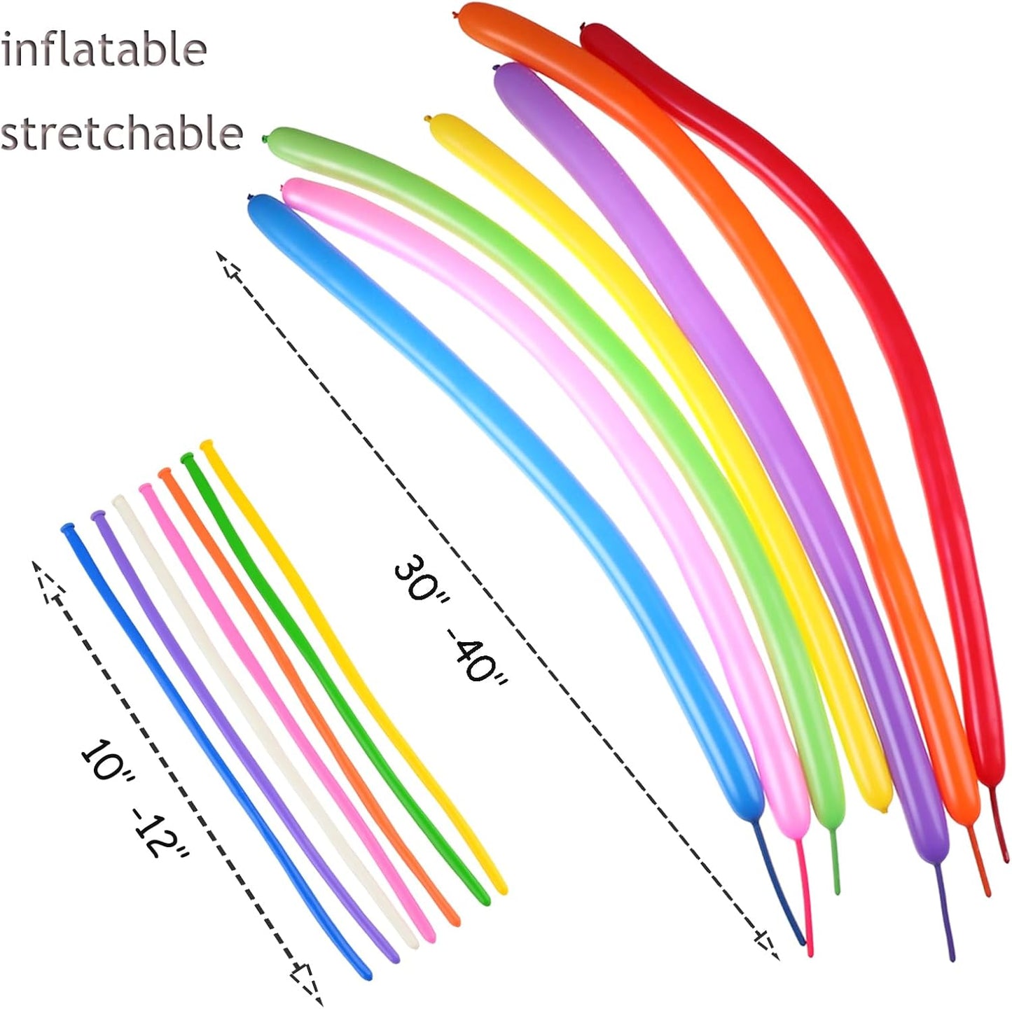 Latex Twisting Balloons, 260Q Animal Magic Long Balloons Assorted Color with Pump for Animal Shape Party, Clowns, Wedding Decoration Party Supplies (100 Pack)