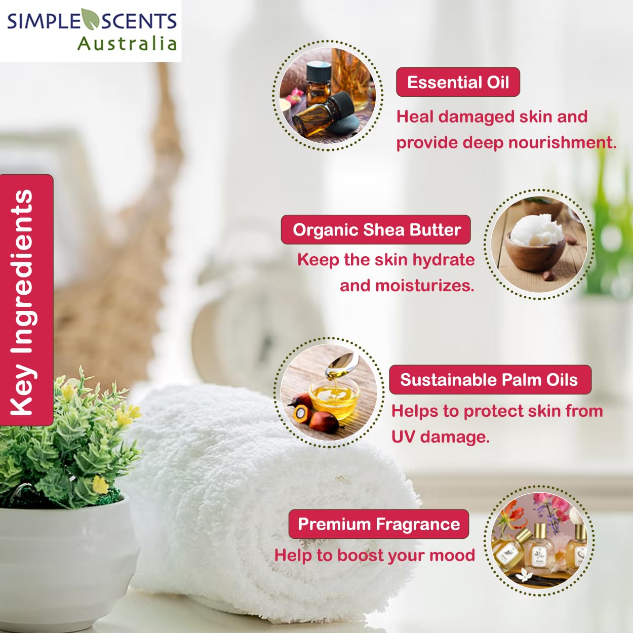 Simple Scents Australia Goats Milk and Berries Scented Natural Soap Bars (12 Bars), 3.5oz Moisturizing French Triple Milled Soap Bars Enriched with Shea Butter - Pure Plant Oil Bath & Body Bars