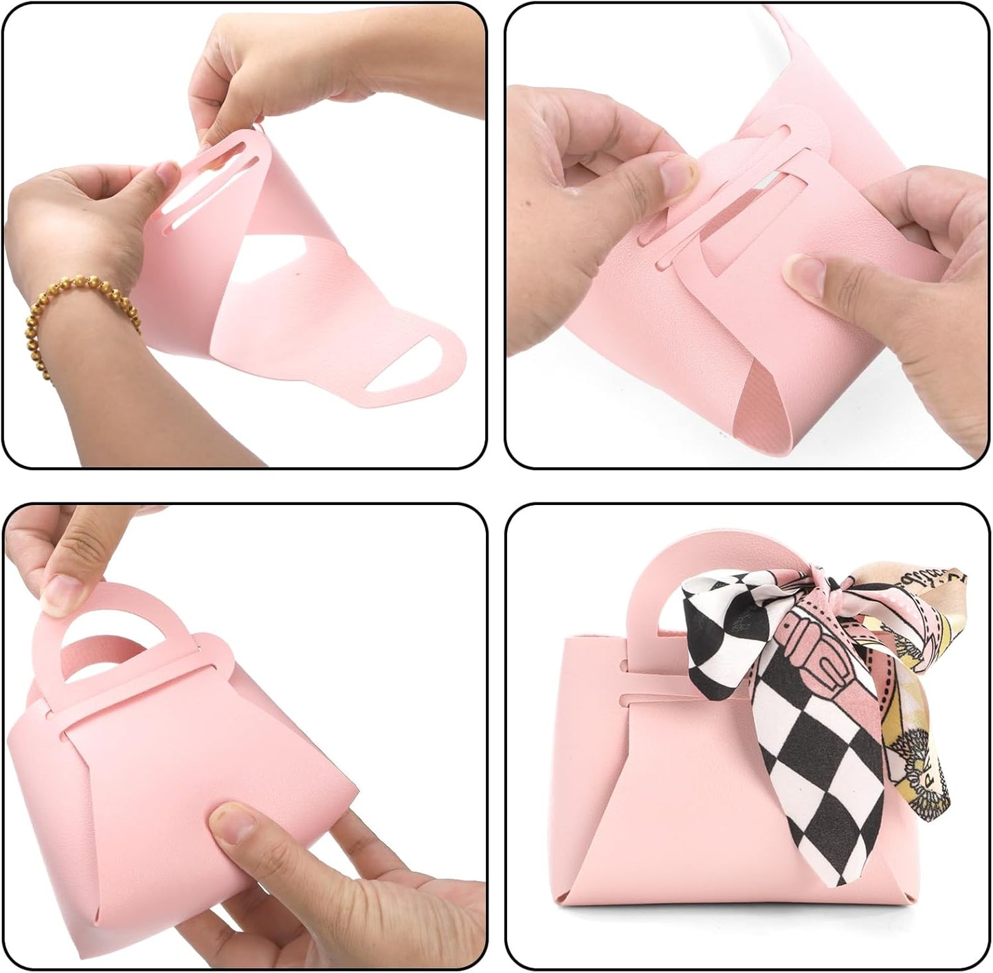 Jucoan 24 Pack Mini Pink Handbag Candy Bags for Party Favors, Cute Pu Leather Purse Treat Bag Pouches for Wedding, Birthday, Baby Shower, Thanksgiving Christmas Valentine’s Day Gifts