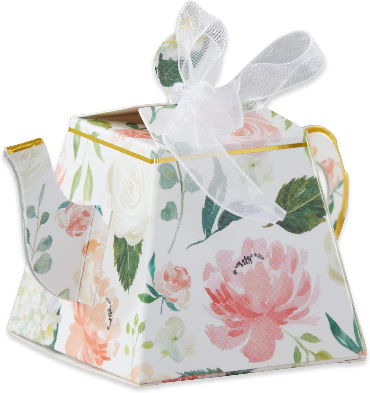 Kate Aspen Vintage Floral Tea Party Teapot Favor Boxes (Set of 24) - Perfect for Wedding Favors For Guests, Bridal Showers Brunches, Baby Showers, Birthdays