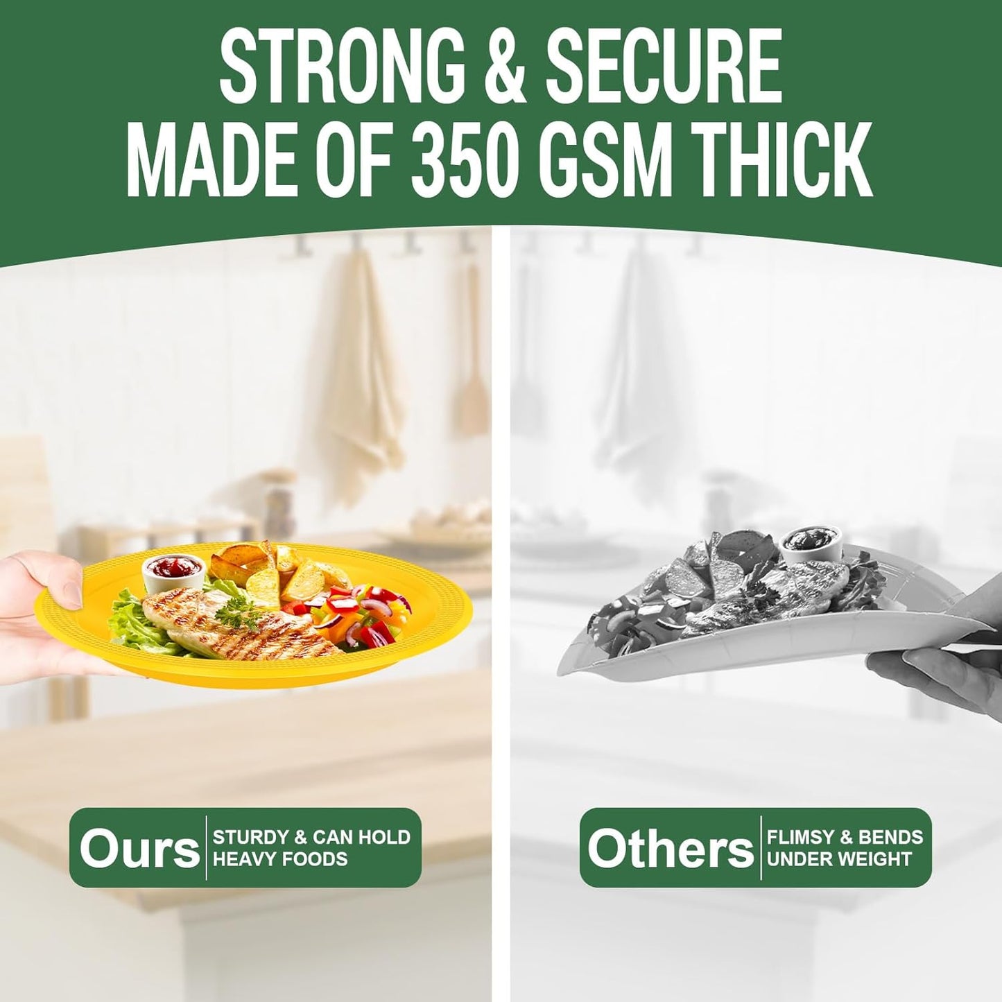 50 Yellow Plastic Plates For Party, Includes 25-9" & 25-7" Cake Dessert Plastic Dinner Plates Disposable For Party Supplies