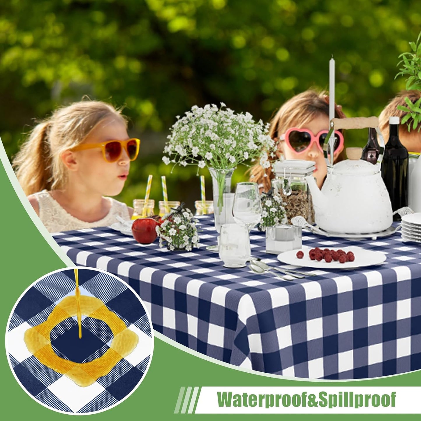 Smiry 54 Inch x 300 Feet Disposable Table Cover Roll, Navy & White Plastic Table Cloth in Cut-to-Size Box with Slide Cutter, Waterproof Rectangle Tablecloths for Weddings, Banquets, Outdoor