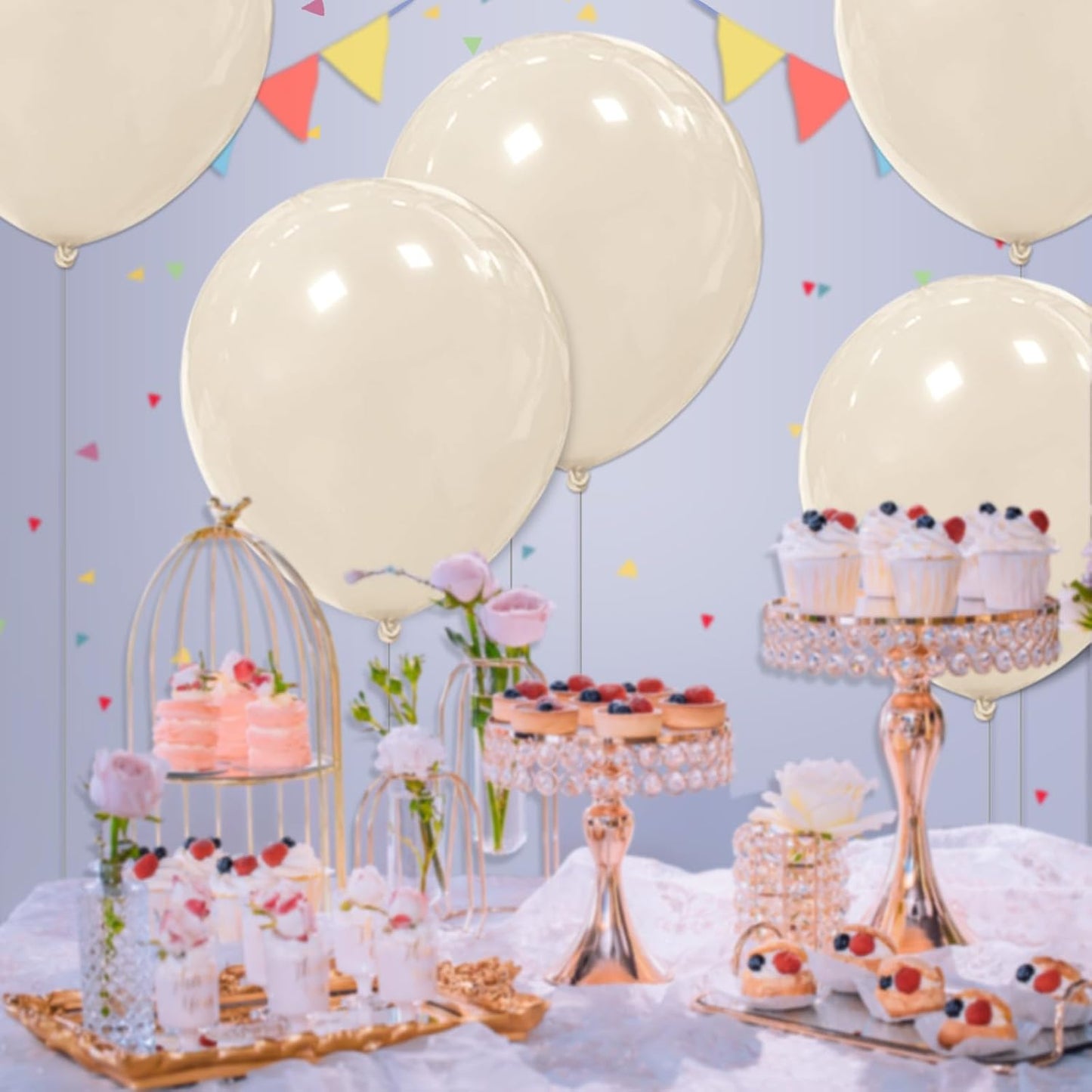 32Pcs Sand White Big Balloons 18 Inch, Round Large Latex Party Balloons for Birthday Wedding Decorations.(Sand White)