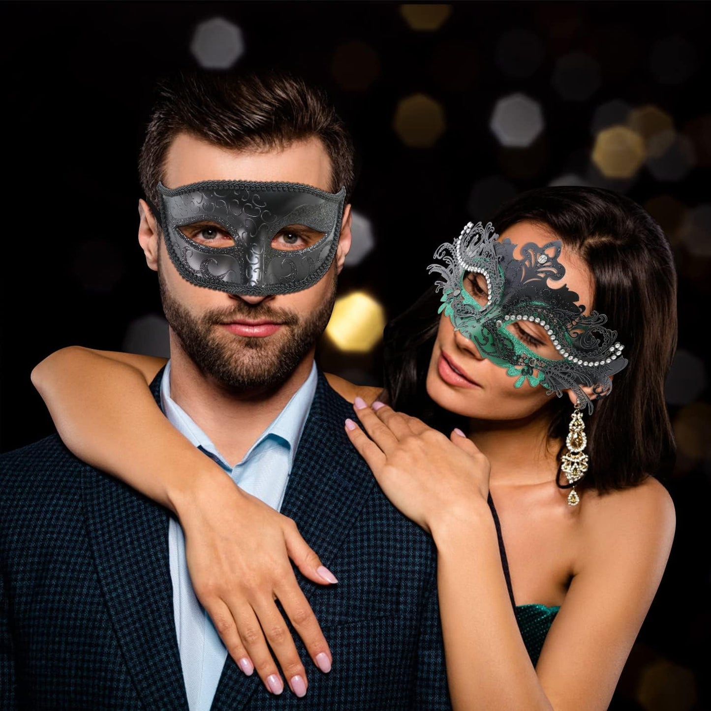 Coddsmz Couple Masquerade Mask Set - Venetian & Mardi Gras Mask for Women & Men