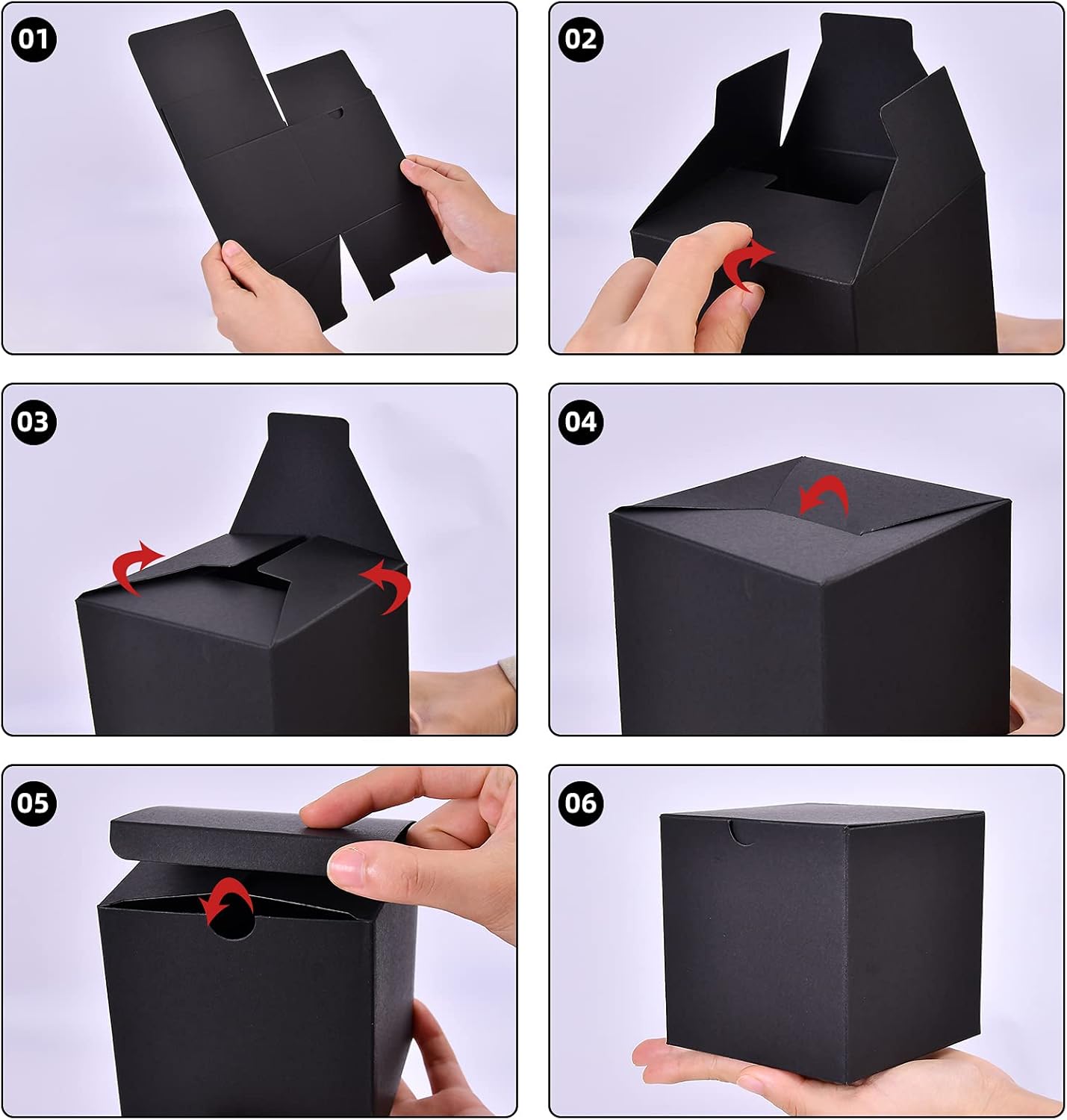 NIGNYA 50 Pack Black Gift Boxes 3x3x3 inches, Small Kraft Cardboard Gifts Boxes Paper Cube Favor Box Easy Assemble Paper Gift Box with lids for Presents Birthday Christmas Wedding Party