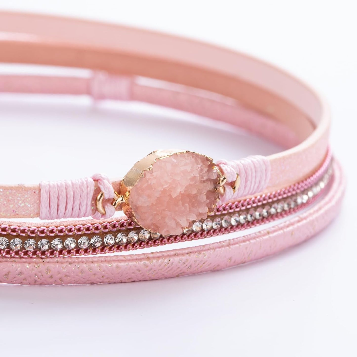 FANCY SHINY Leather Wrap Bracelet Boho Cuff Bangle Bracelets Crystal Bead Bracelet with Magnetic Clasp Jewelry Gifts for Women