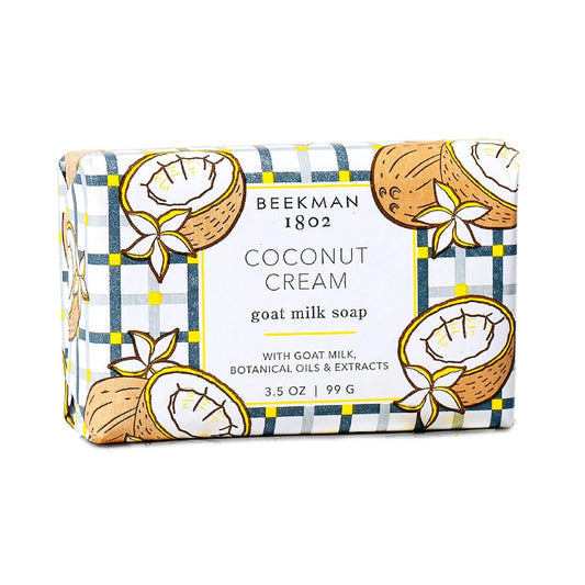 Beekman 1802 Coconut Cream Palm-Sized Bar Soap - Scented - 3.5 oz - Cleanses, Nourishes & Hydrates - Certified Microbiome Friendly - No Irritation - Good for Sensitive Skin