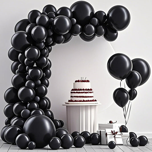 Black Balloon,145pcs Premium Black Latex Balloons Arch Kit Different Sizes 18 12 10 5 Inch,Balloon Garland Arch Kit for Graduation Anniversary Halloween Birthday Party Decoration