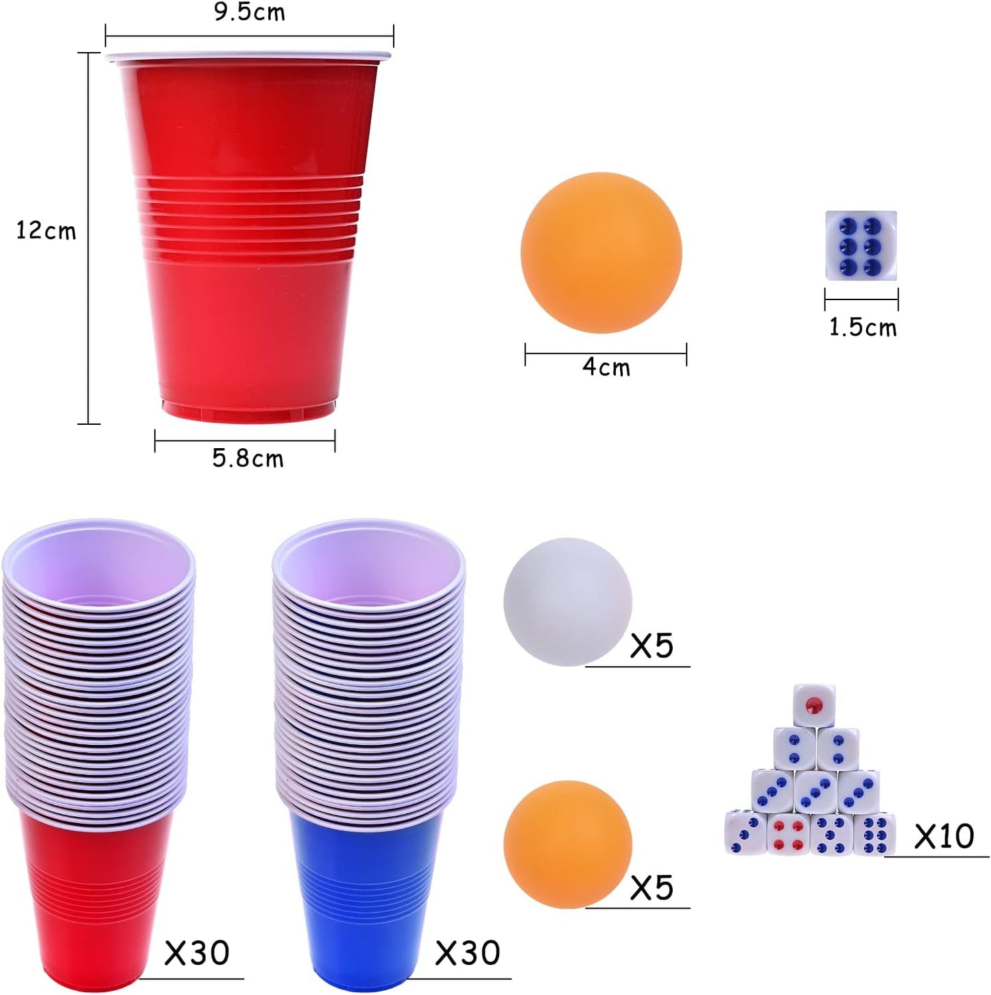 GOLDGE 60 Packs 16 Oz Plastic Party Cups Reusable in Red and Blue with 10 Pack ping Pong Balls, Cup Pong Game Set for Drinks, Soda, Punch, Barbecues, Picnics - Stock Your Home