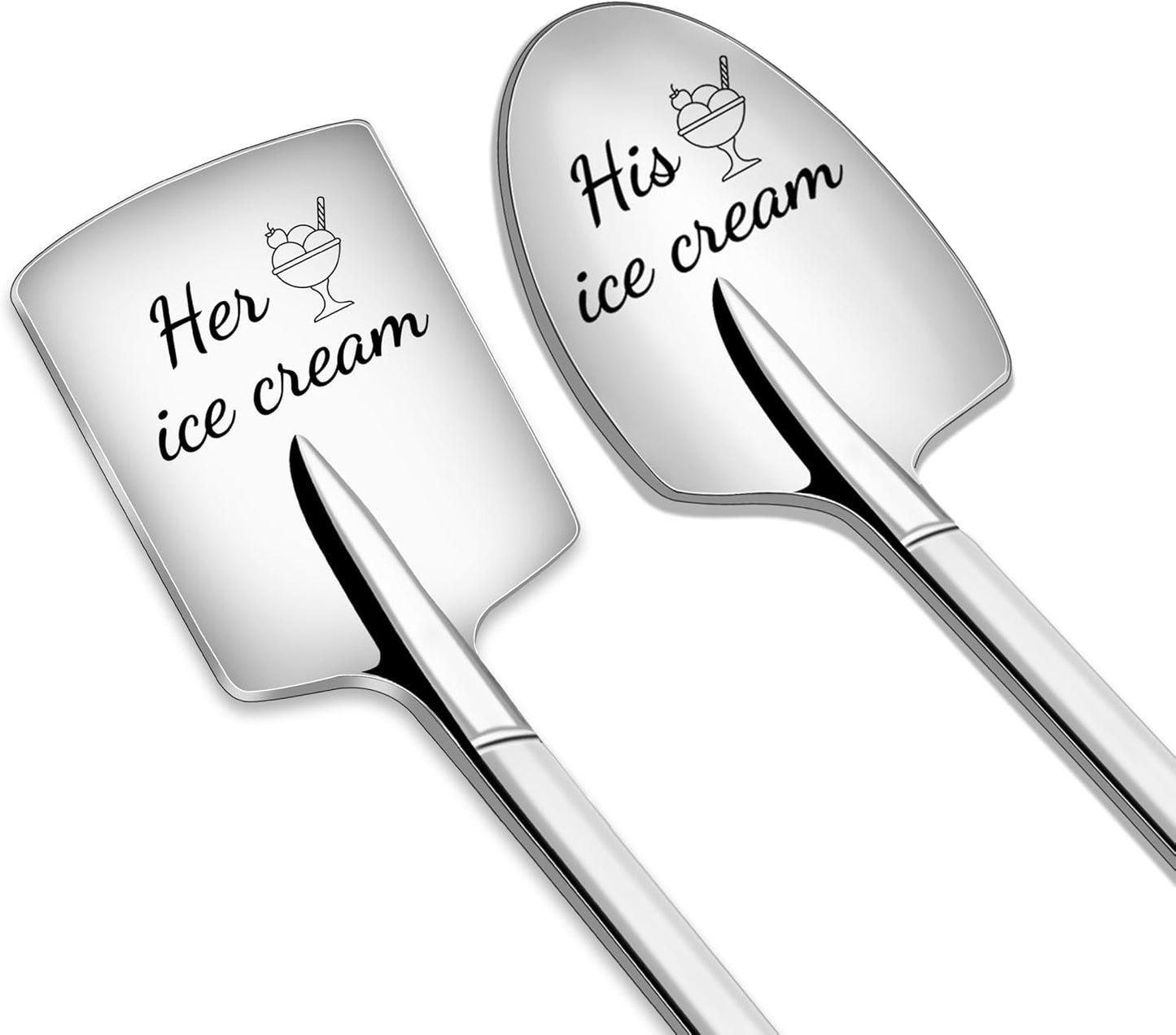Gifts for Him Her - 2 Pcs His And Hers Gifts Ice Cream Spoons, Gift for Couple, Valentine's Shovel, Graduation Birthday Wedding Christmas Gift for Wife Husband Boyfriend Girlfriend Couple