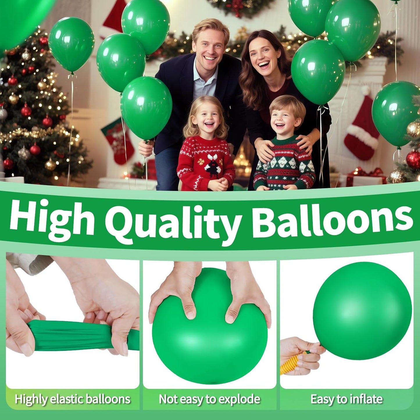 KAWKALSH Green Balloon 110pcs, 12 Inch Thickened Latex Party Balloons Helium Bright Color for Birthday Baby Shower Wedding Party Supplies Arch Garland Decoration