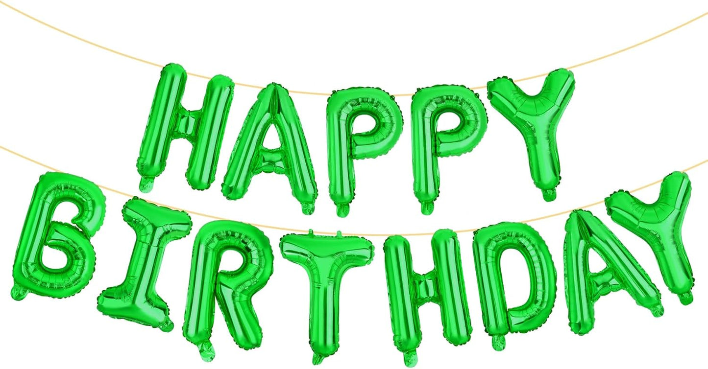 LIOZEOKUN Happy Birthday Balloon Letters 16 inch Mylar Foil Birthday Balloons Banner Sign for Birthday Party Decorations Supplies (Green)