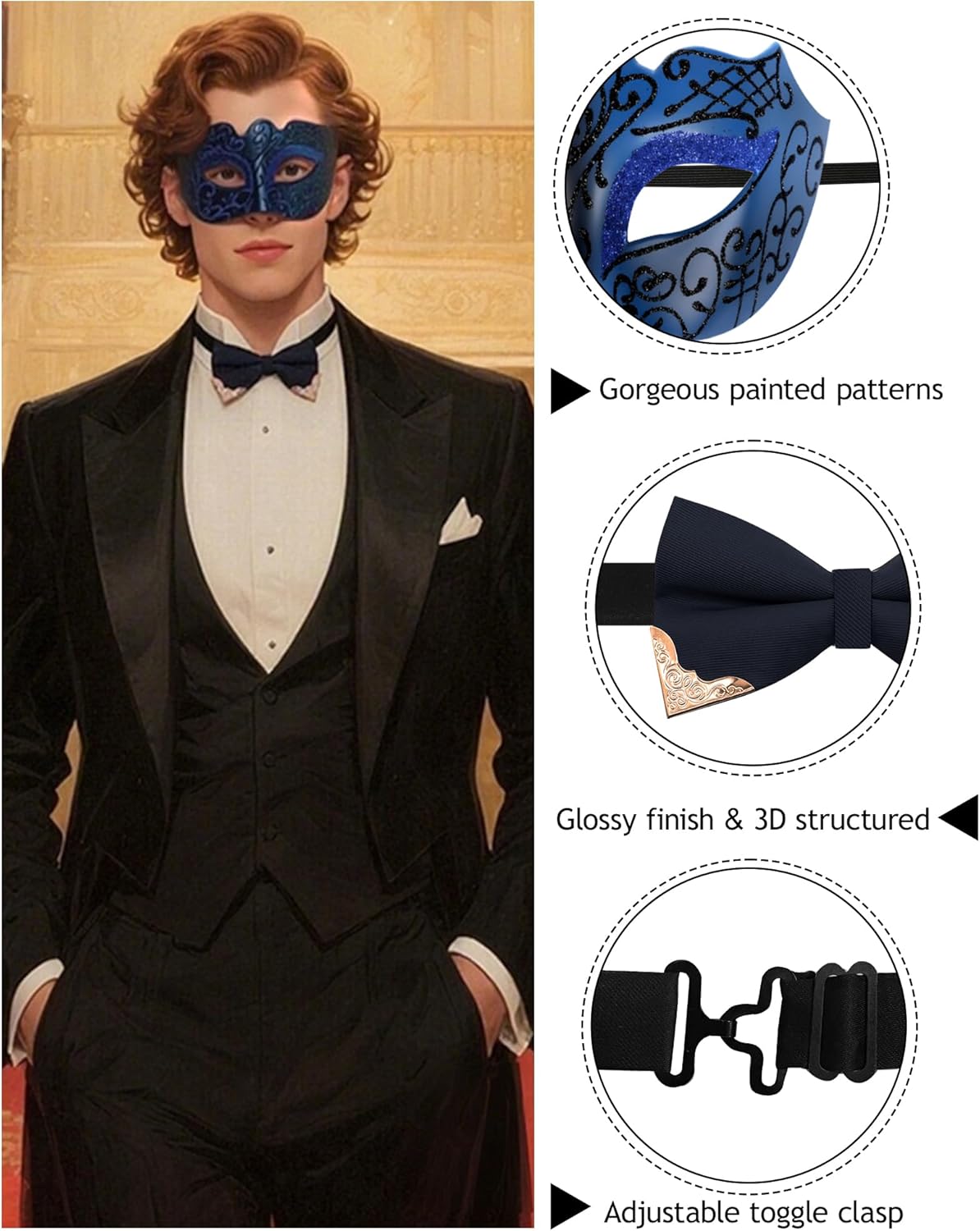 Masquerade Mask for Couples Women Men Set Halloween Mardi Gras Venetian Lace Masquerade Mask Costume Accessories