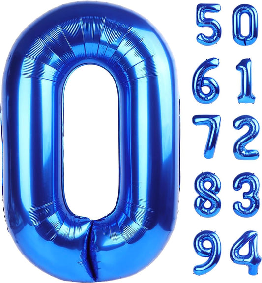 Navy Blue Number Balloon 40 Inch, 0 Number Balloons, 10 20 30 40 50 Numbers Balloon Birthday Decorations, Blue Party Supplies for Boy Men