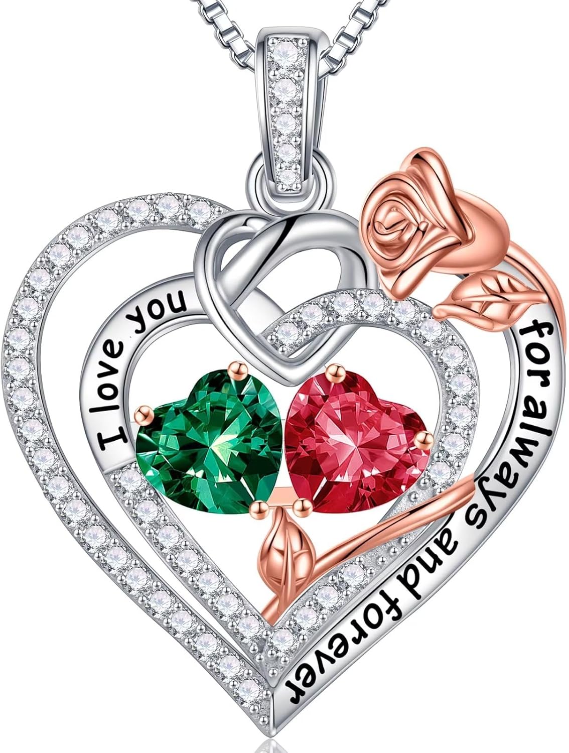 Iefil Christmas Gifts for Wife Women - 925 Sterling Silver Double Birthstone Necklace, Anniversary Birthday Gifts for Women, Jewelry Gift for Wife Girlfriend Mom Her