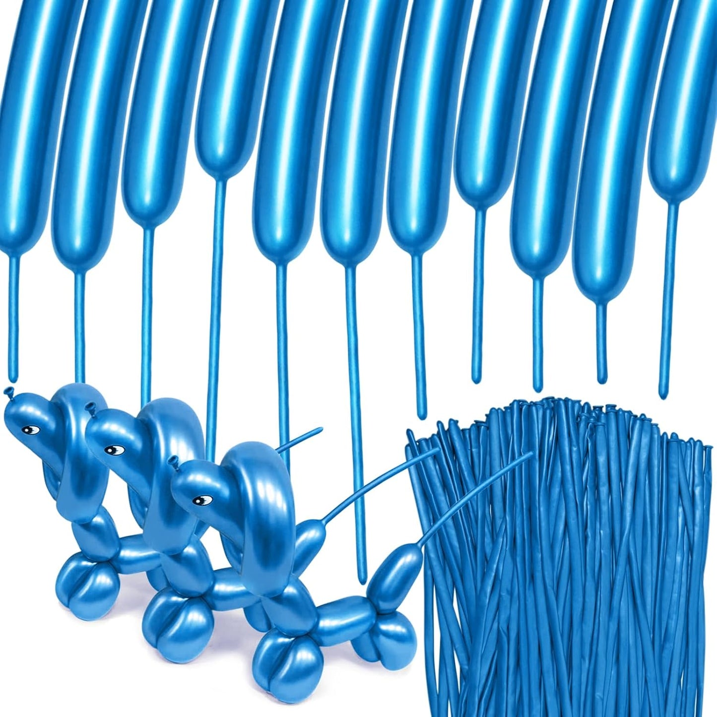 100Pcs Metallic 260 Balloons, Blue Chrome Long Balloon for Animals, 260 Art Ballon for Twisting, Skinny Modeling Supplies for Birthday Party Wedding Festival Decorations. Metallic Blue