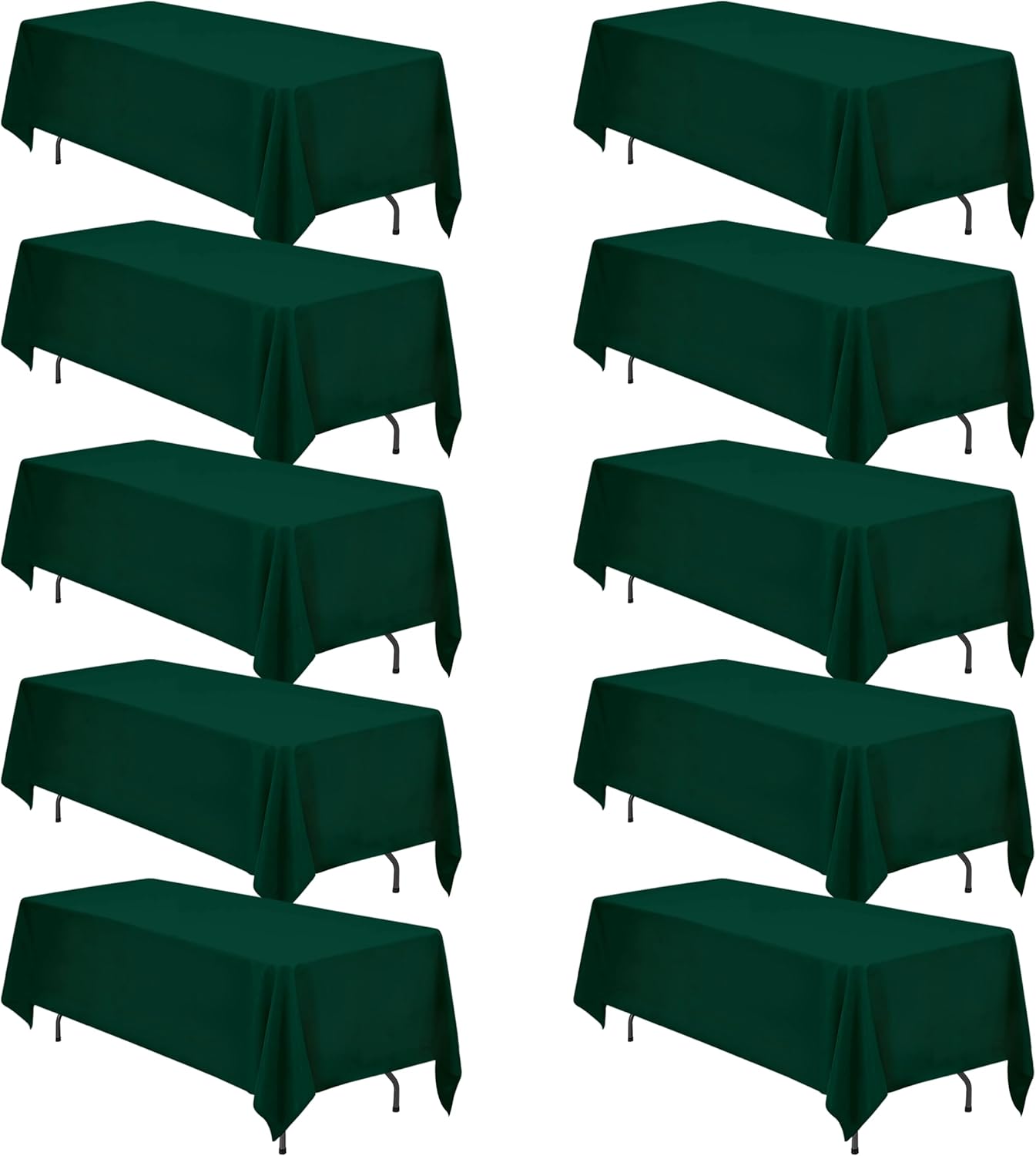 BRILLMAX 10 Pack Hunter Green Tablecloths 70 x 120 Inch for 6ft or 8ft Rectangle Tables - Rectangular Bulk Linen Polyester Fabric Washable Cloth Cover for Wedding Reception Banquet Birthday Party