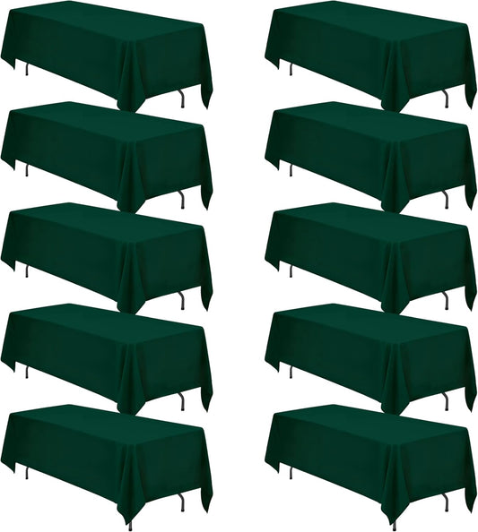 BRILLMAX 10 Pack Hunter Green Tablecloths 70 x 120 Inch for 6ft or 8ft Rectangle Tables - Rectangular Bulk Linen Polyester Fabric Washable Cloth Cover for Wedding Reception Banquet Birthday Party
