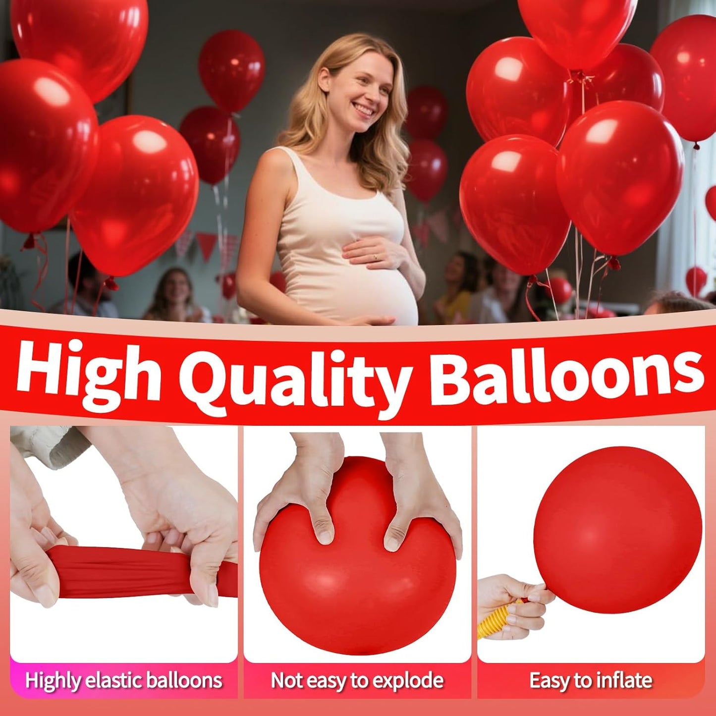 KAWKALSH Red Balloon 110pcs, 12 Inch Thickened Red Latex Helium Balloons for Graduation Wedding Independence Day Valentine's Day Memorial Day Christmas Engagement Birthday Party Decorations