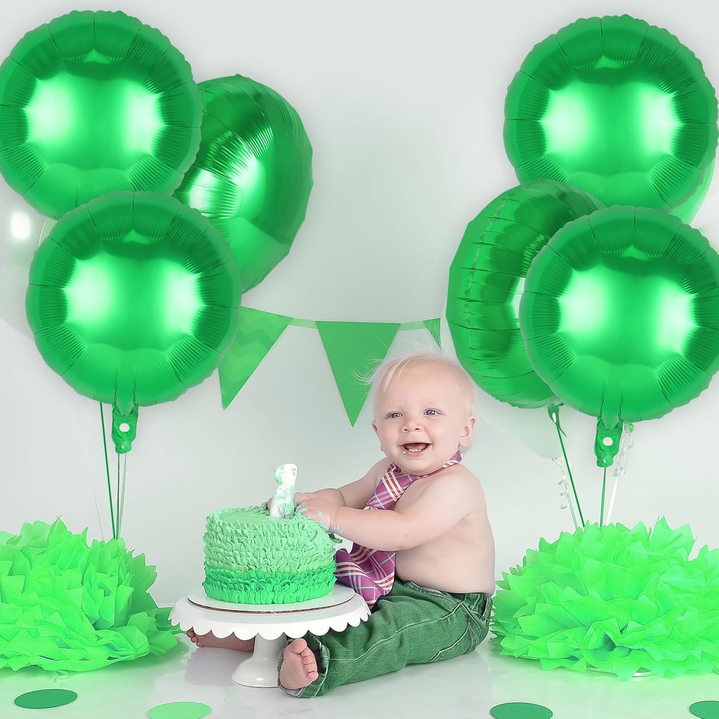 20 Pcs Round Shaped Balloons,18 Inch Round Foil Balloon,Giant Round Mylar Balloon Helium Balloons for Birthday Party Baby Shower Wedding Decorations (Green)