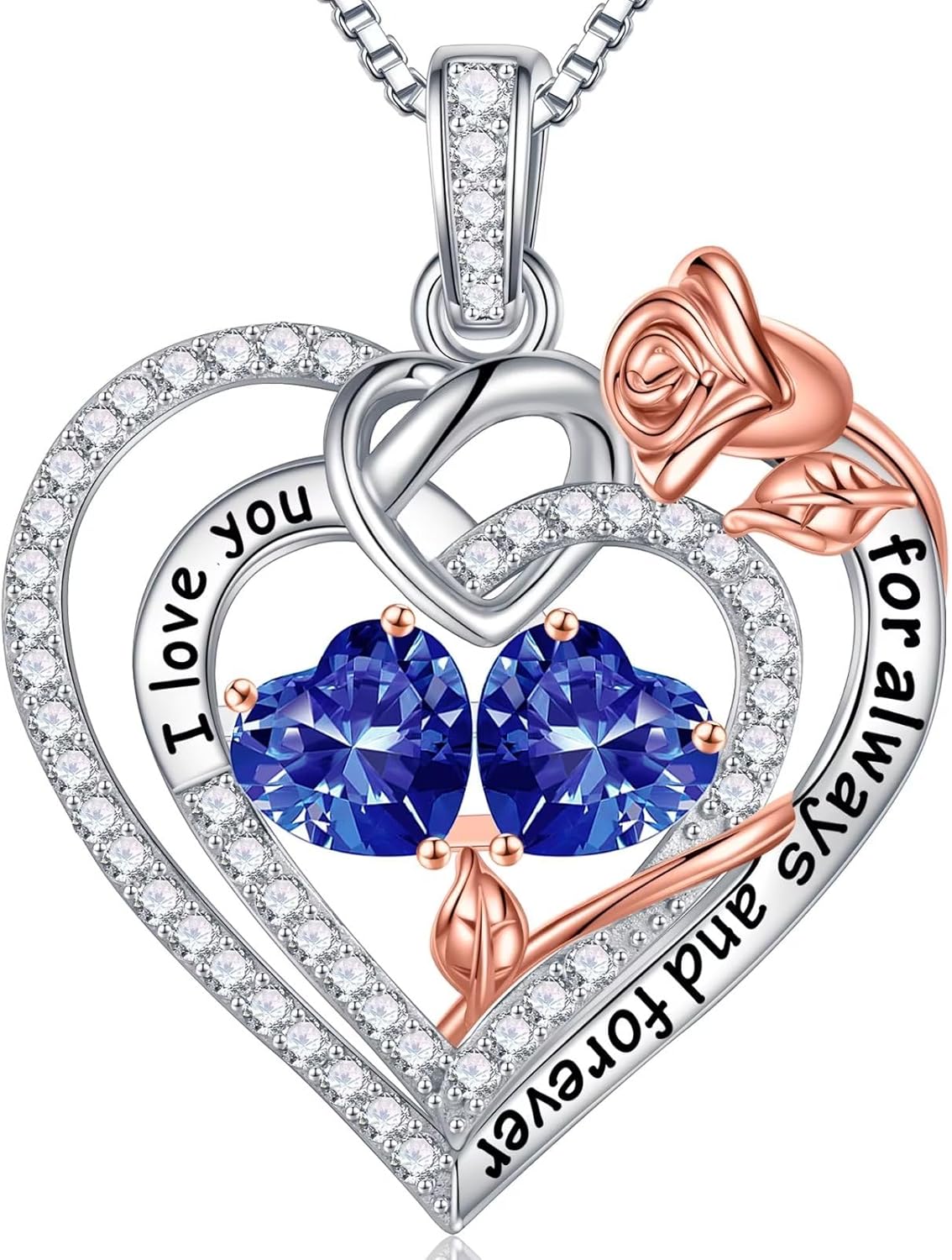 Iefil Christmas Gifts for Wife Women - 925 Sterling Silver Double Birthstone Necklace, Anniversary Birthday Gifts for Women, Jewelry Gift for Wife Girlfriend Mom Her