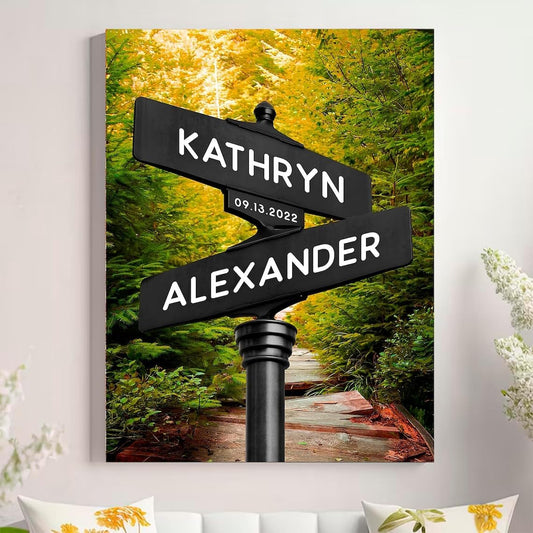 Personalized Crossroad Couples Street Sign Vintage Customize Name And Date Valentine's Day Christmas Birthday Wedding Anniversary Engagement Gifts For Him Her Boyfriend Girlfriend Wife Husband #20