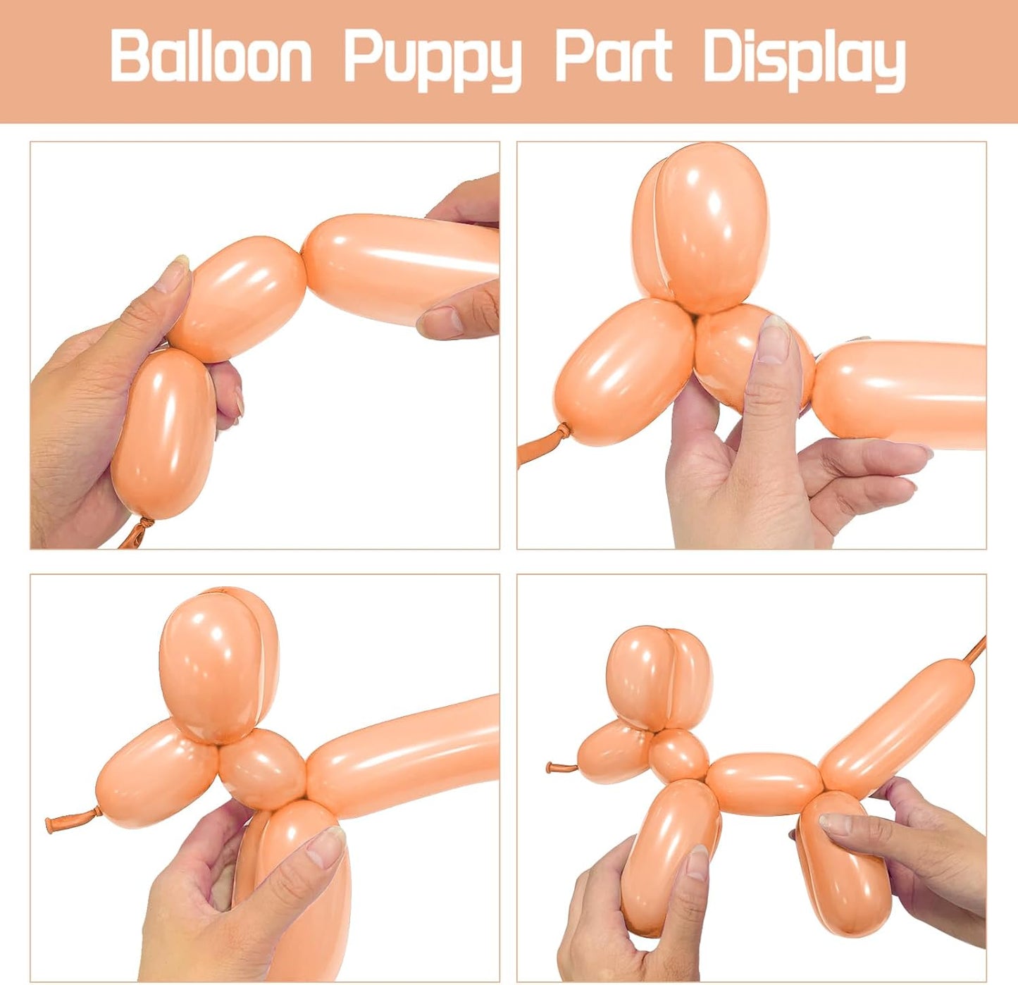 100Pcs Nude 260 Balloons - Long Beige Thickening Latex Tan 260q for Animal Model, Halloween, Weddings, Birthdays, Clowns