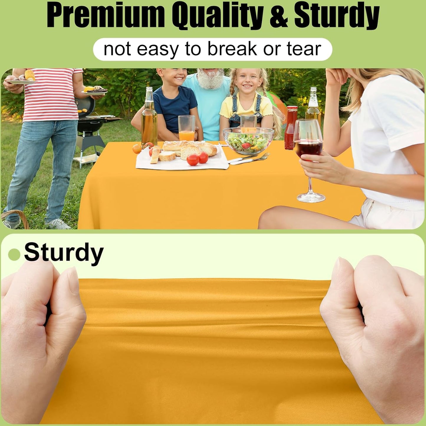Smiry 54 Inch x 300 Feet Disposable Table Cover Roll, Mustard Yellow Plastic Table Cloth in Cut-to-Size Box with Slide Cutter, Waterproof Rectangle Tablecloths for Weddings, Banquets, Outdoor