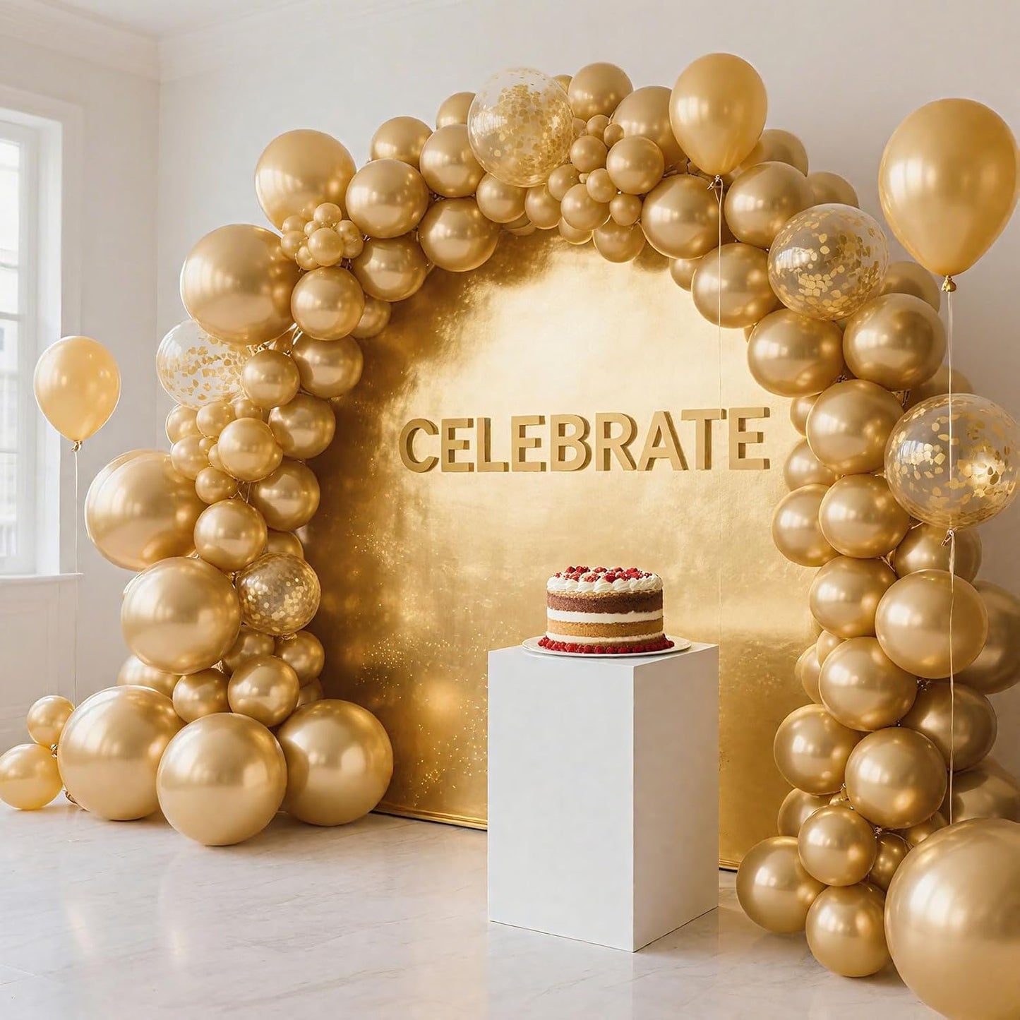 Gold Balloon,145pcs Latex Metallic Gold Balloons Arch Kit Different Sizes 18 12 10 5 Inch,Gold Balloon Garland Arch for Birthday Party Engagement Wedding Graduation Anniversary Fiesta Decoration