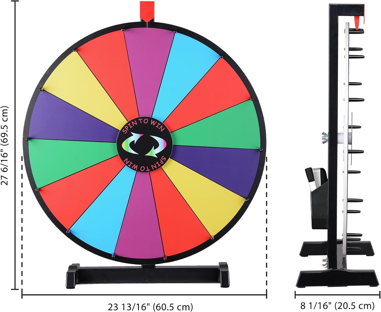 WinSpin 24" Spinning Color Prize Wheel with 30"x19" Prize Drop Board Game Party Trade Show