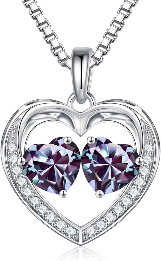 Iefil Christmas Gifts for Wife - 925 Sterling Silver Birthstone Necklace, Anniversary Birthday Gifts for Women, Stocking Stuffers for Women Wife Mom Daughter