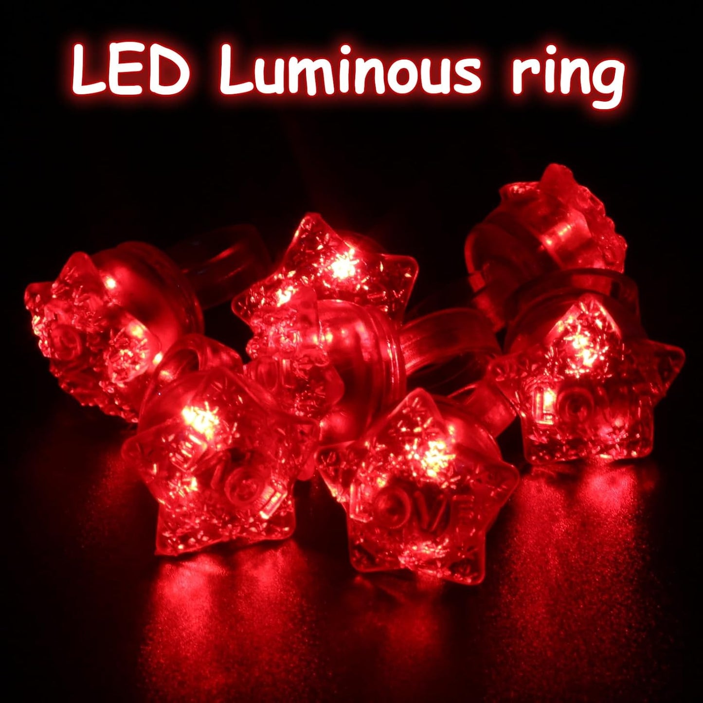 24 Pack Light Up Star Rings Glow in the Dark Party Flashing LED Jelly Finger Rings for July 4th,Halloween,Christmas,Concert,Goodie Bag Fillers,Raves