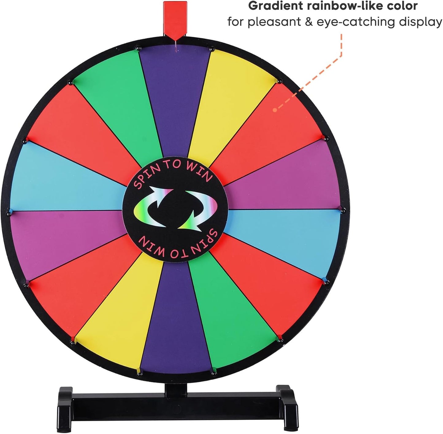 WinSpin 18" Round Tabletop Color Prize Wheel 14 Clicker Slots Heavy Duty Editable Spinning Wheel for Fortune Design Carnival Spin Game and Tradeshow, Classic Series