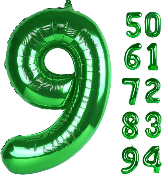 Green 9 Balloon, Number Balloons 40 Inch, 9th Giant Birthday Decorations for Boys Girls, 19th 29th Green Party Decorations Supplies, Number 9 Balloon, Games Theme Birthday Decorations