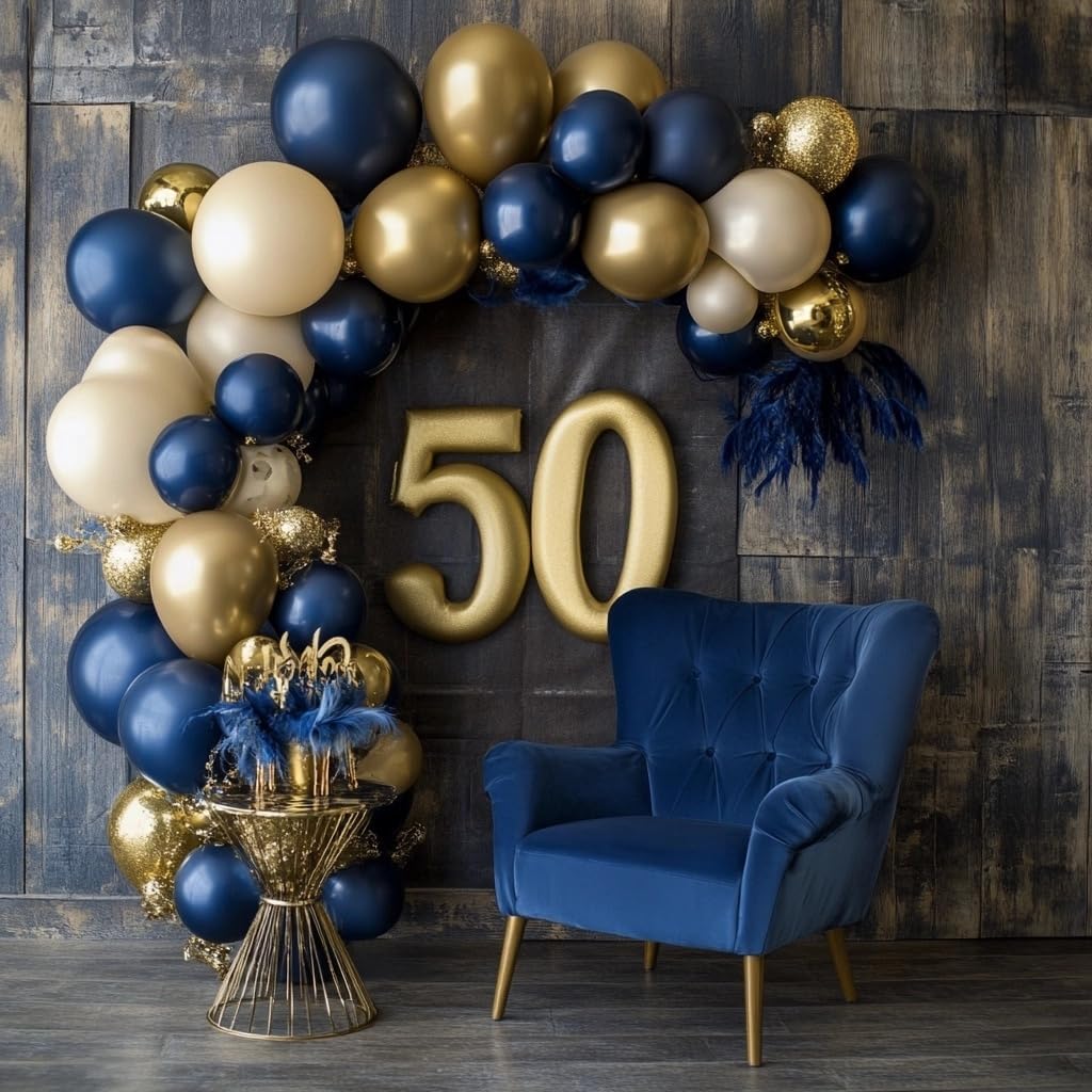 Navy Blue Balloons 125 PCS Different Sizes 18 12 10 5 Inch Dark Blue Balloon Arch Kit Garland for Birthday Party Baby Shower Graduation New Year Weddings Father's Day Party Decorations