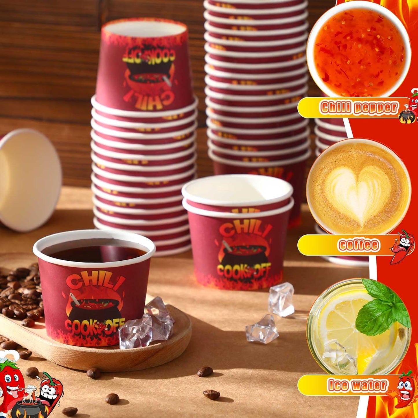 200 Pcs Chili Cook off Party Decorations Disposable Chili Cook off Paper Tasting Cups Food Sample Bowls for Mexican Party Supplies(Classic,5 oz)