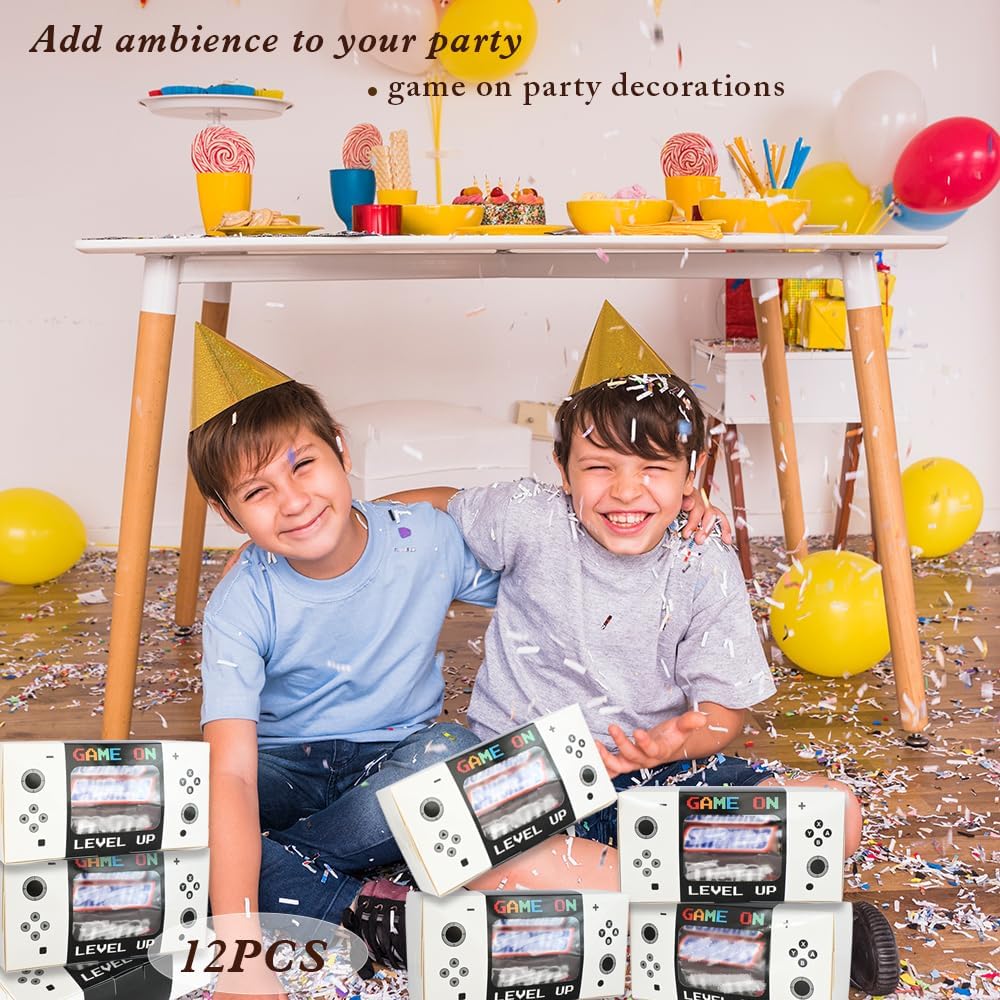 Shescrzionu Video Game Party Favors Boxes 12 PCS-Perfect Party Favor Boxes with Window,Game On Birthday Decorations Video Game Birthday Decorations,Game Bags,Video Game Gifts Aa04