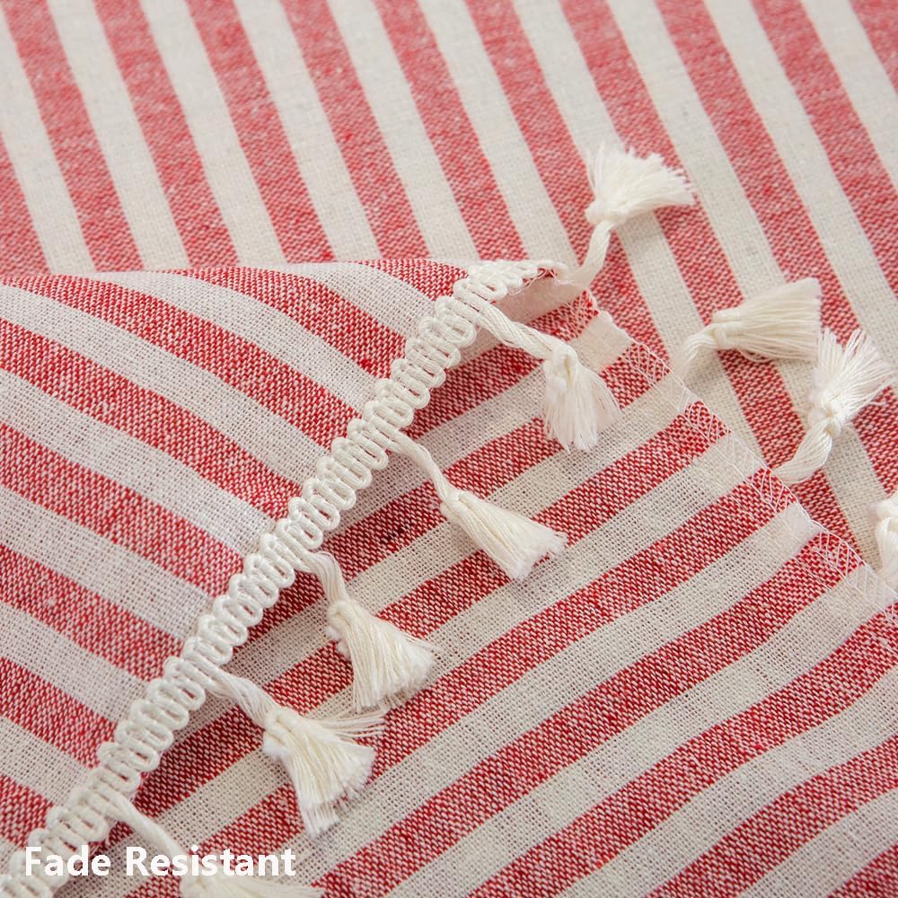 TruDelve 102 Inch Rectangle Tablecloth Red and White Ticking Stripe Tablecloth Fabric Cloth Tablecloths for Rectangle Tables (Red,102"x55",Rectangular)