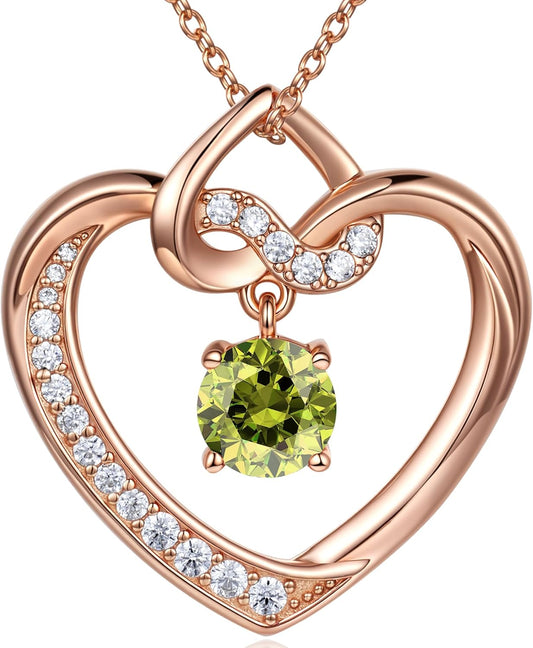 Heart Birthstone Necklaces Gifts for Women Wife, Jewelry for Women Wedding Anniversary Birthday Gifts for Wife Girlfriend Mom Christmas Valentines Gifts S925 Sterling Silver