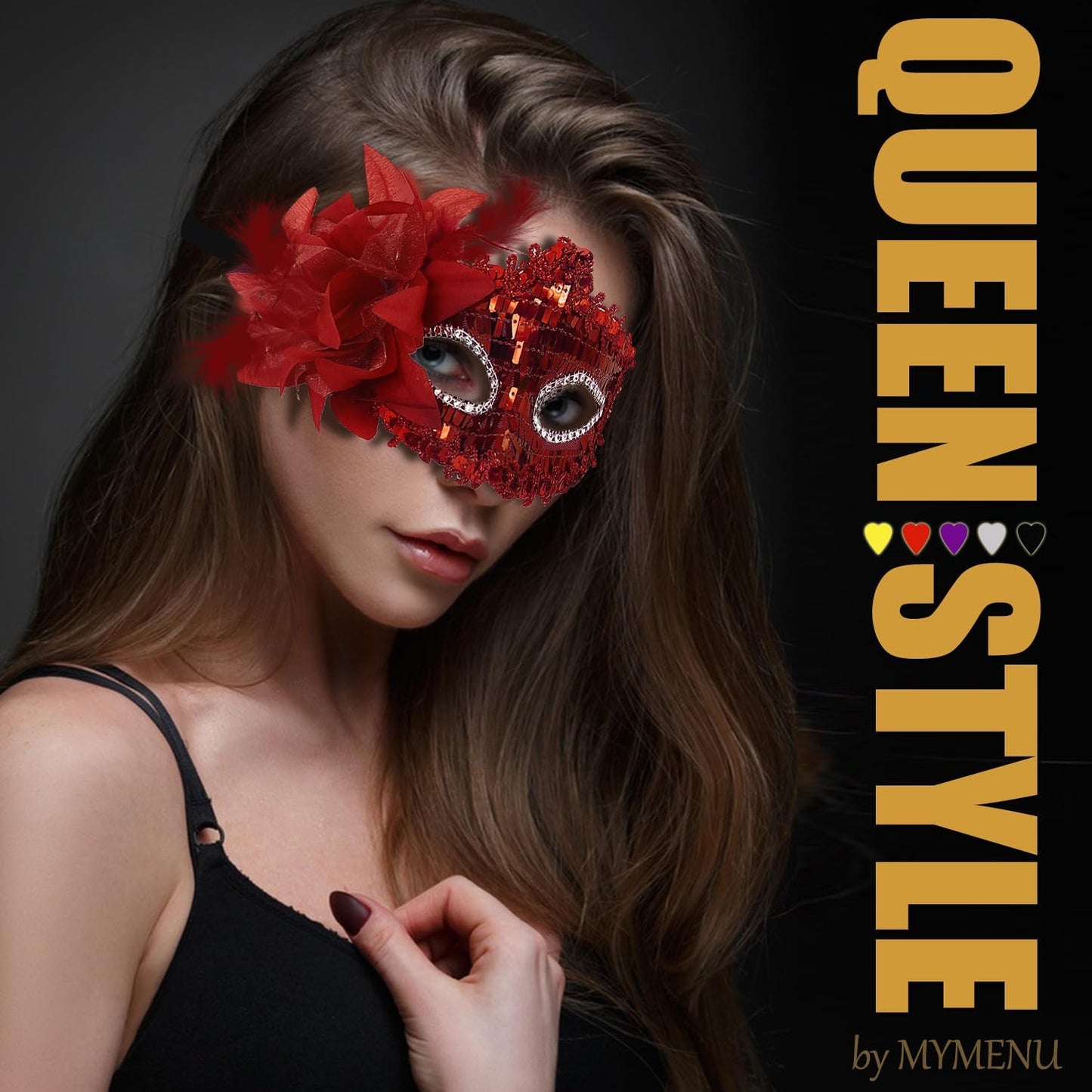 MYMENU Masquerade Mask for Women Couple Masquerade Mask for Men Shiny Venetian Mask Halloween Mask for Party Prom