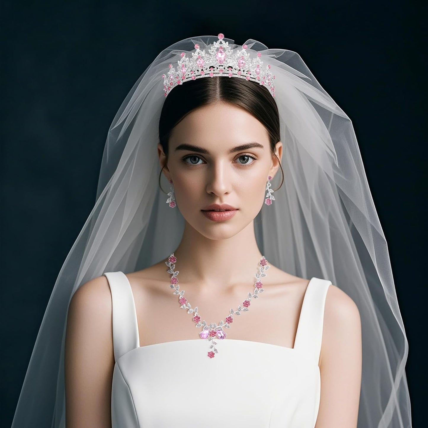 Kamirola Tiaras and Crowns for Women,Tiaras Earrings Necklace, Crystal Bridal Jewelry Set, Costume Party Halloween Prom Pageant Jewelry for Women(TR45)