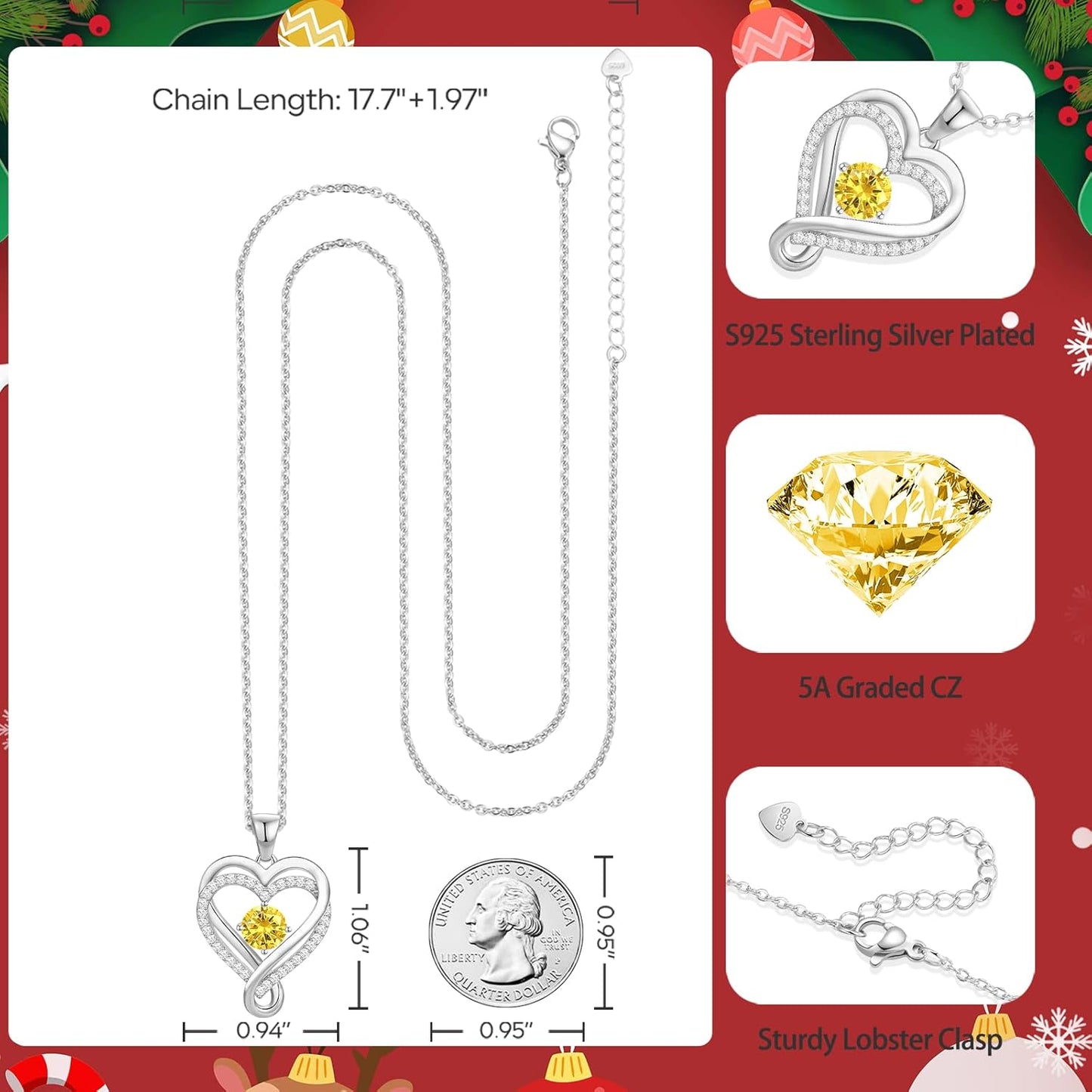 18K Rose Gold Infinity Love Heart Birthstone Necklace for Women Wife, Anniversary for Women Wife Birthday Gift for Her Girlfriend Mom Daughters, I Love You Women's Jewelry S925 Sterling Silver