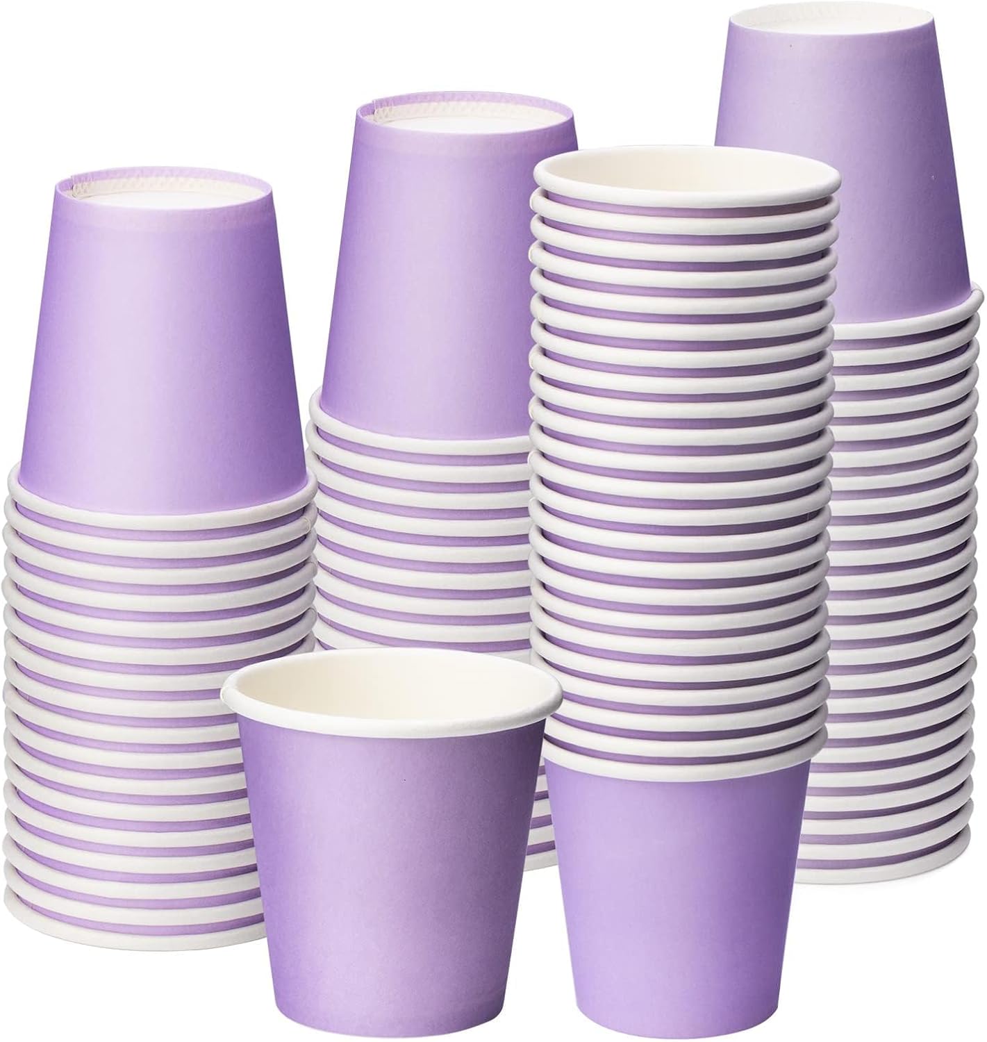 3 oz 100 Packs Small Disposable Mouthwash Cups Bathroom Paper Cups Espresso Paper Cups Paper Hot Cups for Snack Bathroom Espresso Perfect for Home Condos Rvs Campers (Purple)