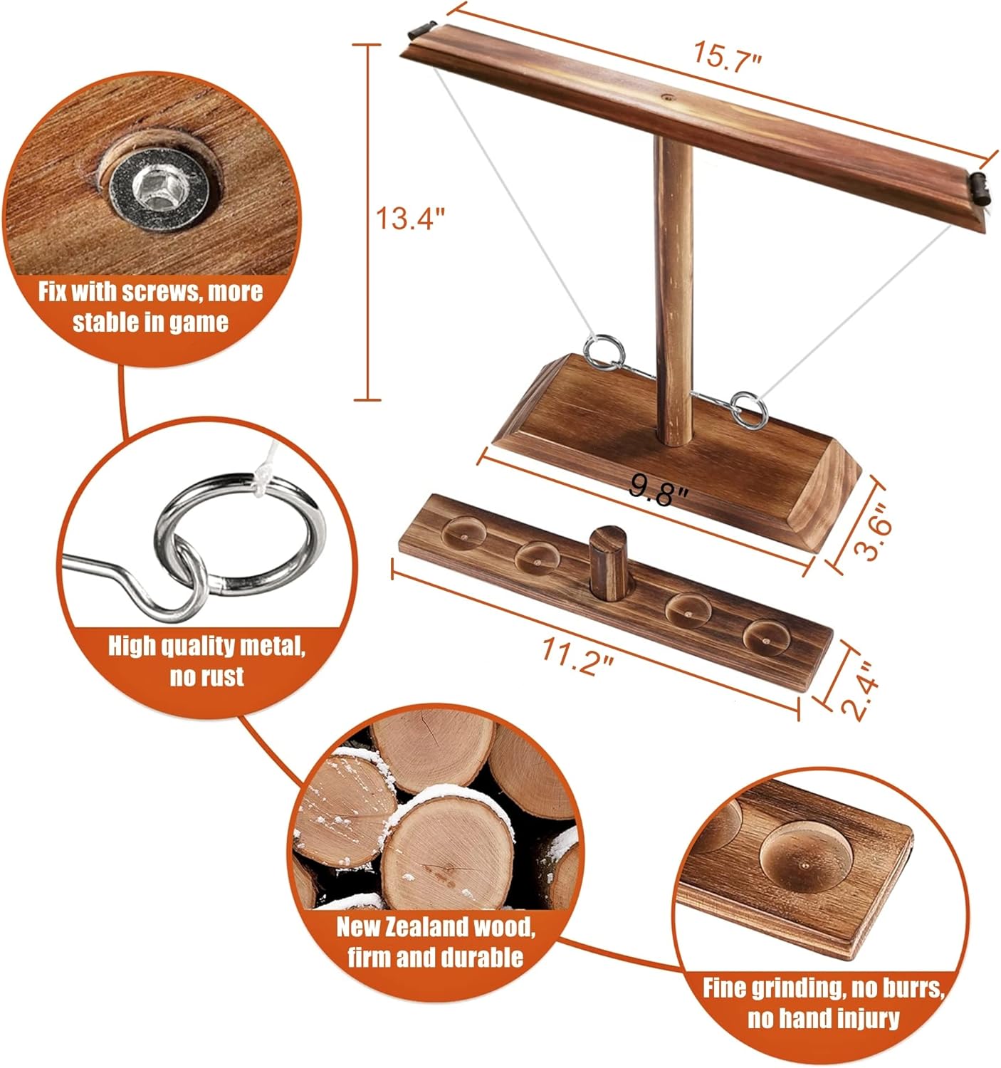 Hook and Ring Game with Shot Ladder, Ring Toss Game for Adults, Wooden Ring Hook Tossing Game Yard Games, Indoor Outdoor Games for Adults Party, Home, Patio