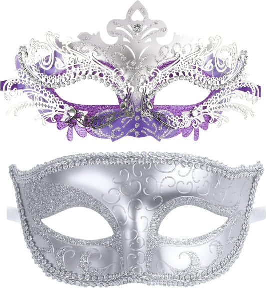 Coddsmz Couple Masquerade Mask Set - Venetian & Mardi Gras Mask for Women & Men
