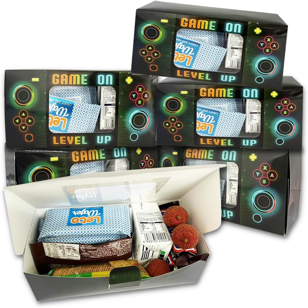 Shescrzionu Video Game Party Favors Boxes 12 PCS-Perfect Gamer Decors Party Favor Boxes with Window, Birthday Decorations Video Game Birthday Decorations Bags Gifts Aa13
