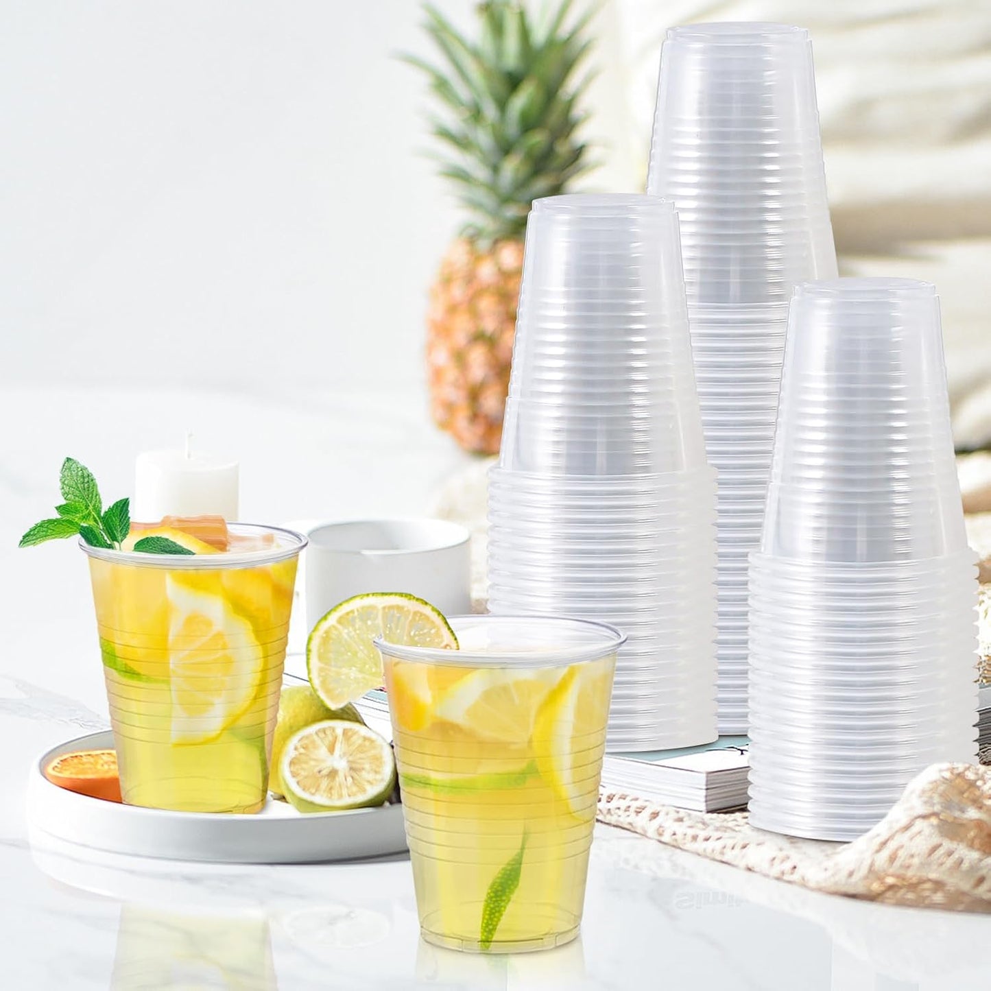 Plastic Cups 16 oz, 240 Pack - Clear Plastic Cups Disposable, Cold Drinking, Ice Coffee Cup for Party, Birthday, Holiday, Events & Everyday Use,Cold,Hot