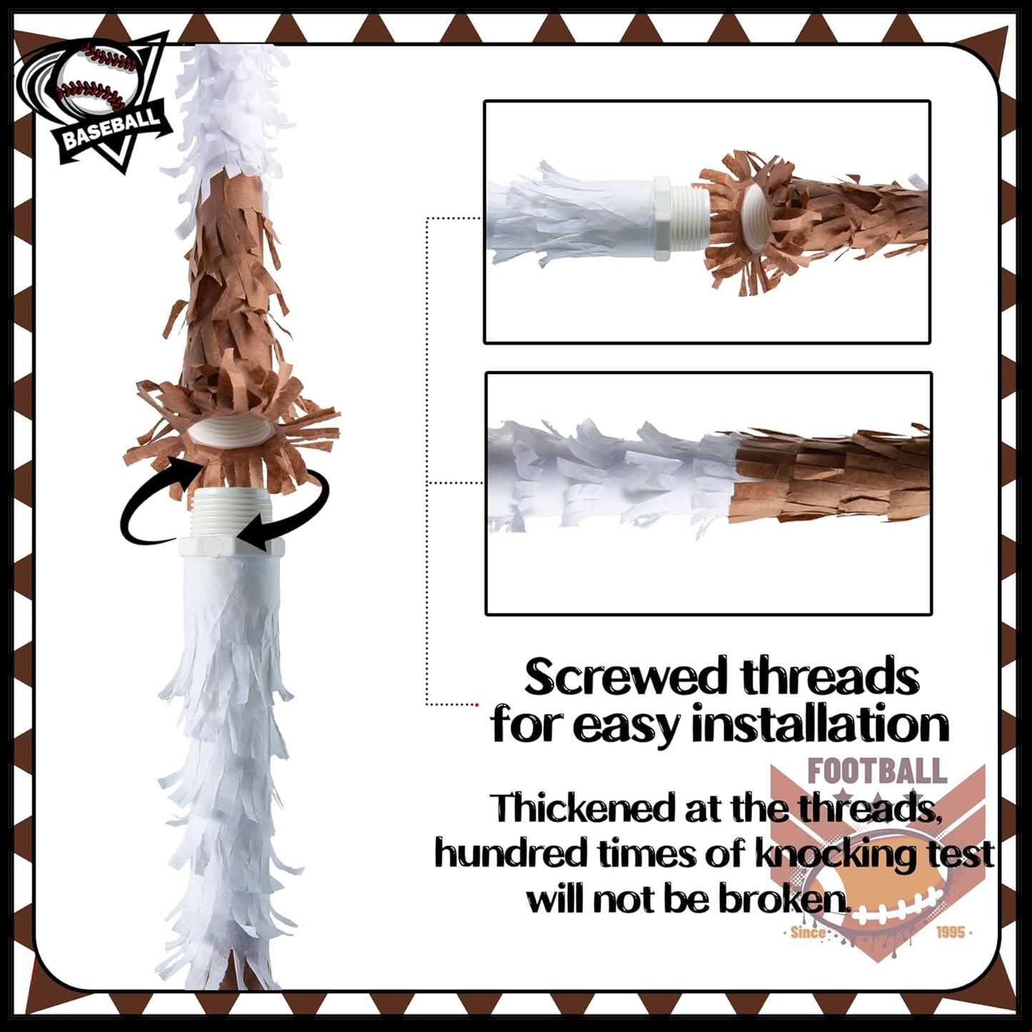 PCFING 20 Inch Football Piñata with 30 Inch Piñata Stick Blindfold Confetti for Boys Girls Adults Birthday Party Game Decorations, Anniversary Celebration, Fiesta