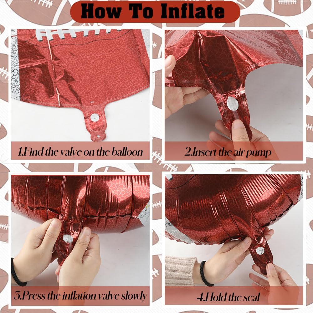 12 PCS 18 Inch Football Balloons Birthday Party Favors Supplies Rugby Ball Balloons Football Themed Party Decorations Large Giant Sports Balloon Superbowl Christmas Mylar Foil Helium Aluminum Balloon